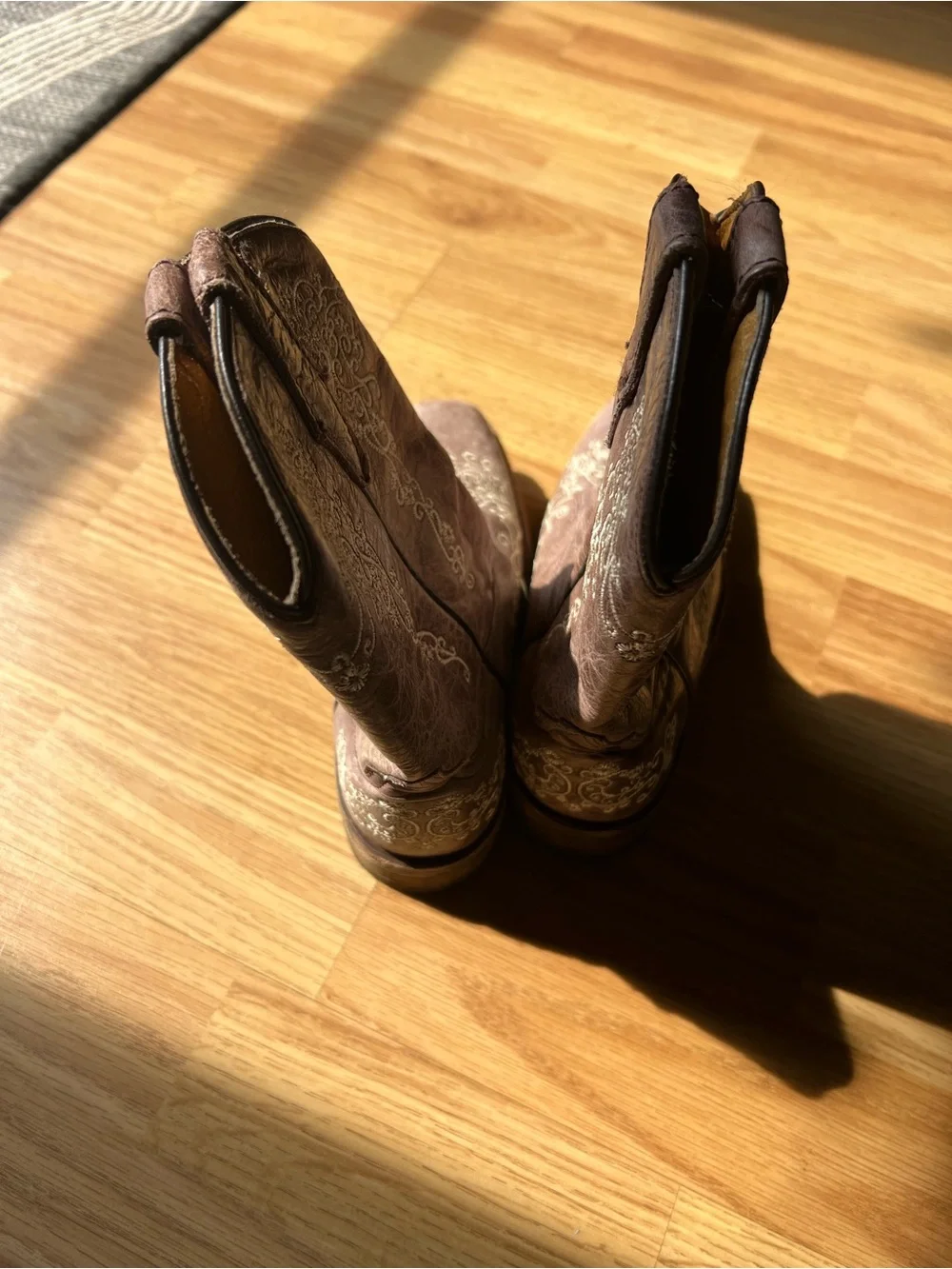 Girls Brown Corral Western Pull-On Boots